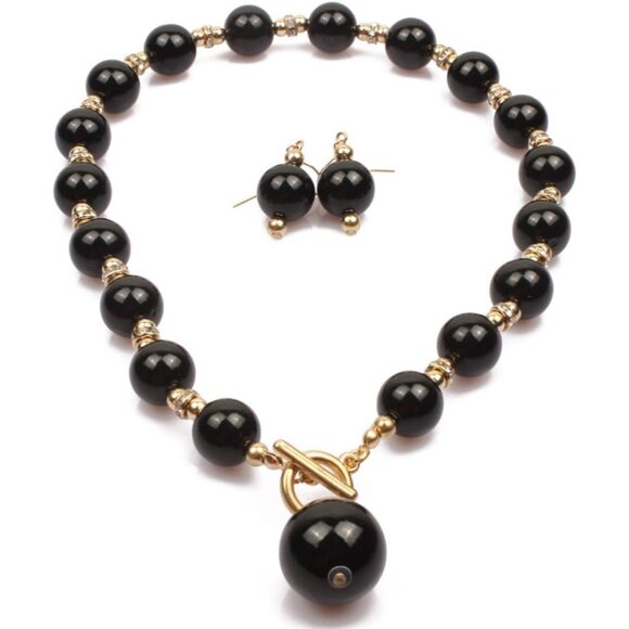 Chunky Simulated Pearl Choker & Earrings Set - Perfect for Brides & 1920s Events - Picture 1 of 3